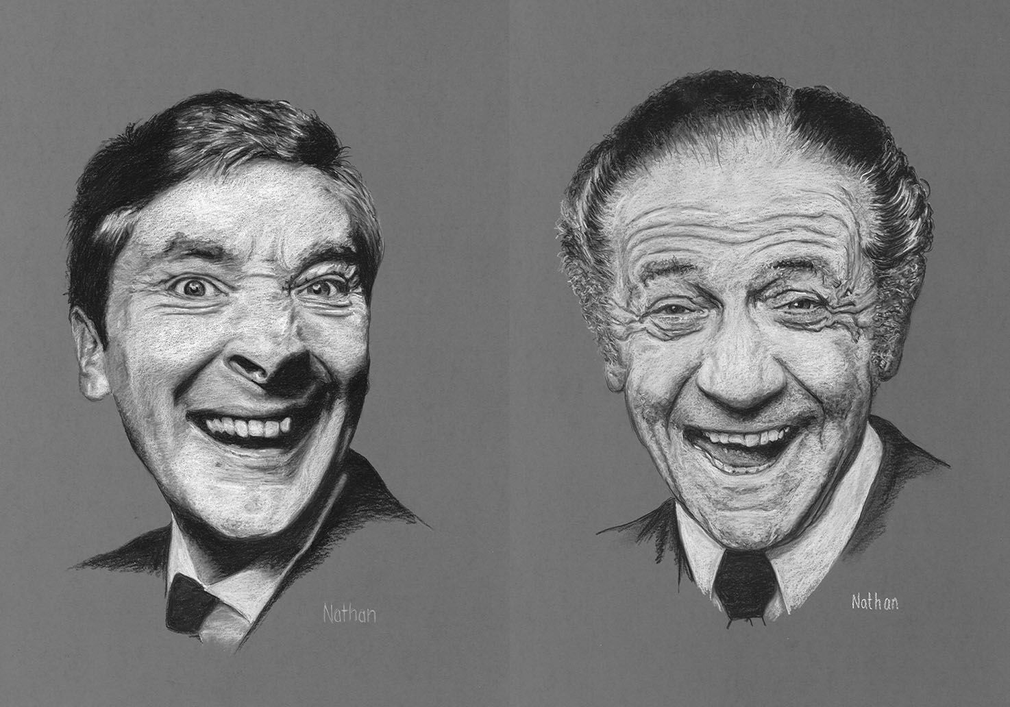 Sid James and Kenneth Williams Charcoal example