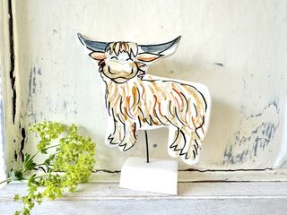 Highland Cow ceramic ornament