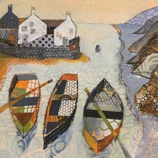 Row boats at Staithes by Katy Burdett