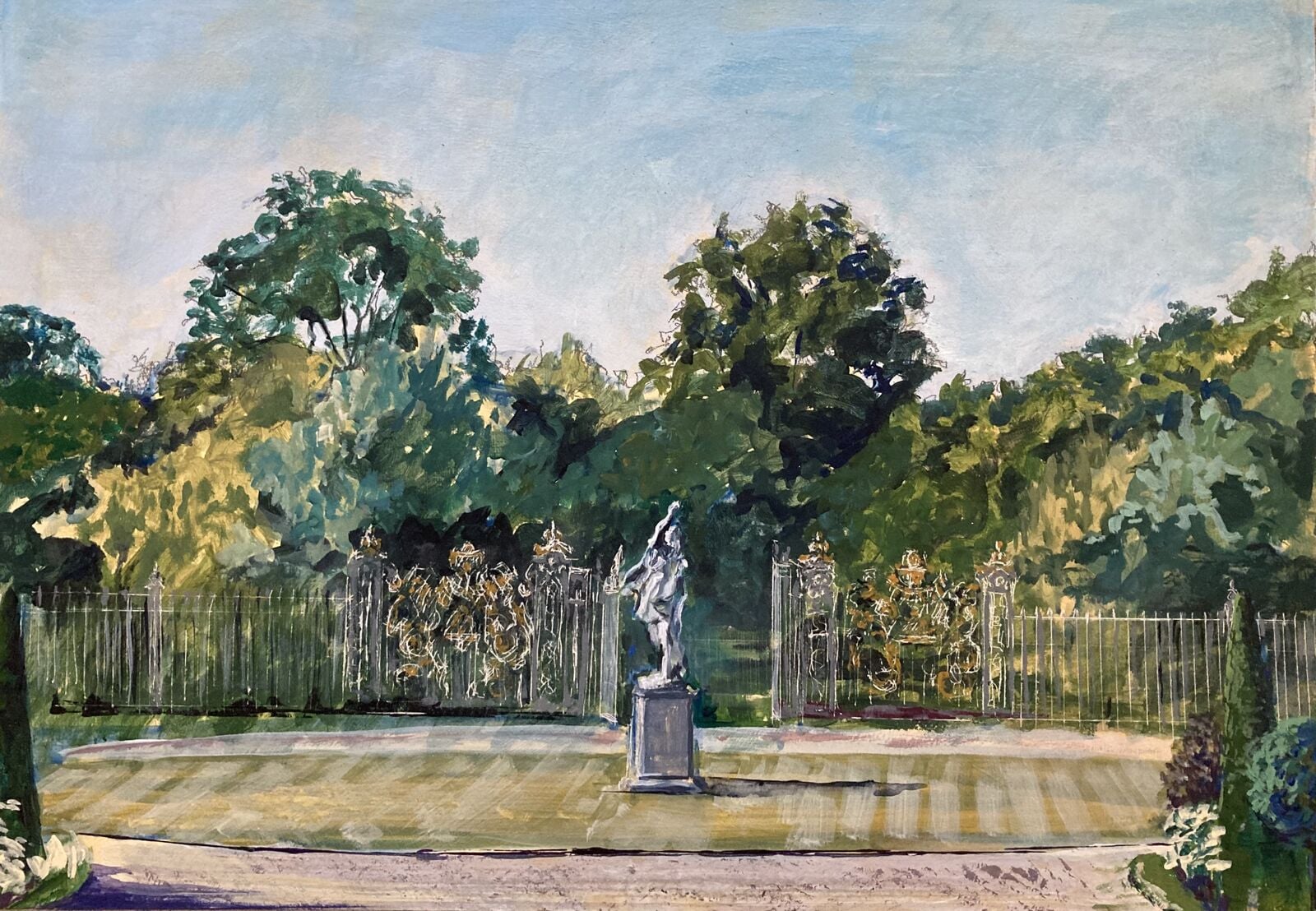 Statue in a formal garden.