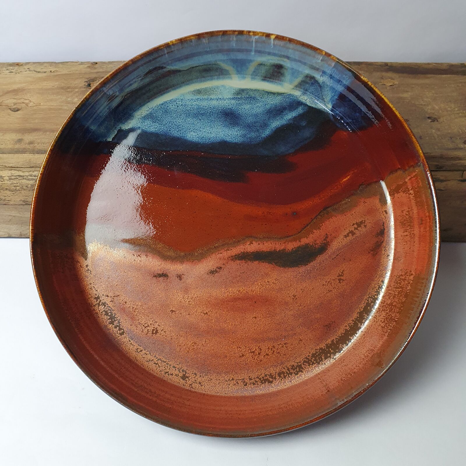 Ceramic abstract landscape large platter