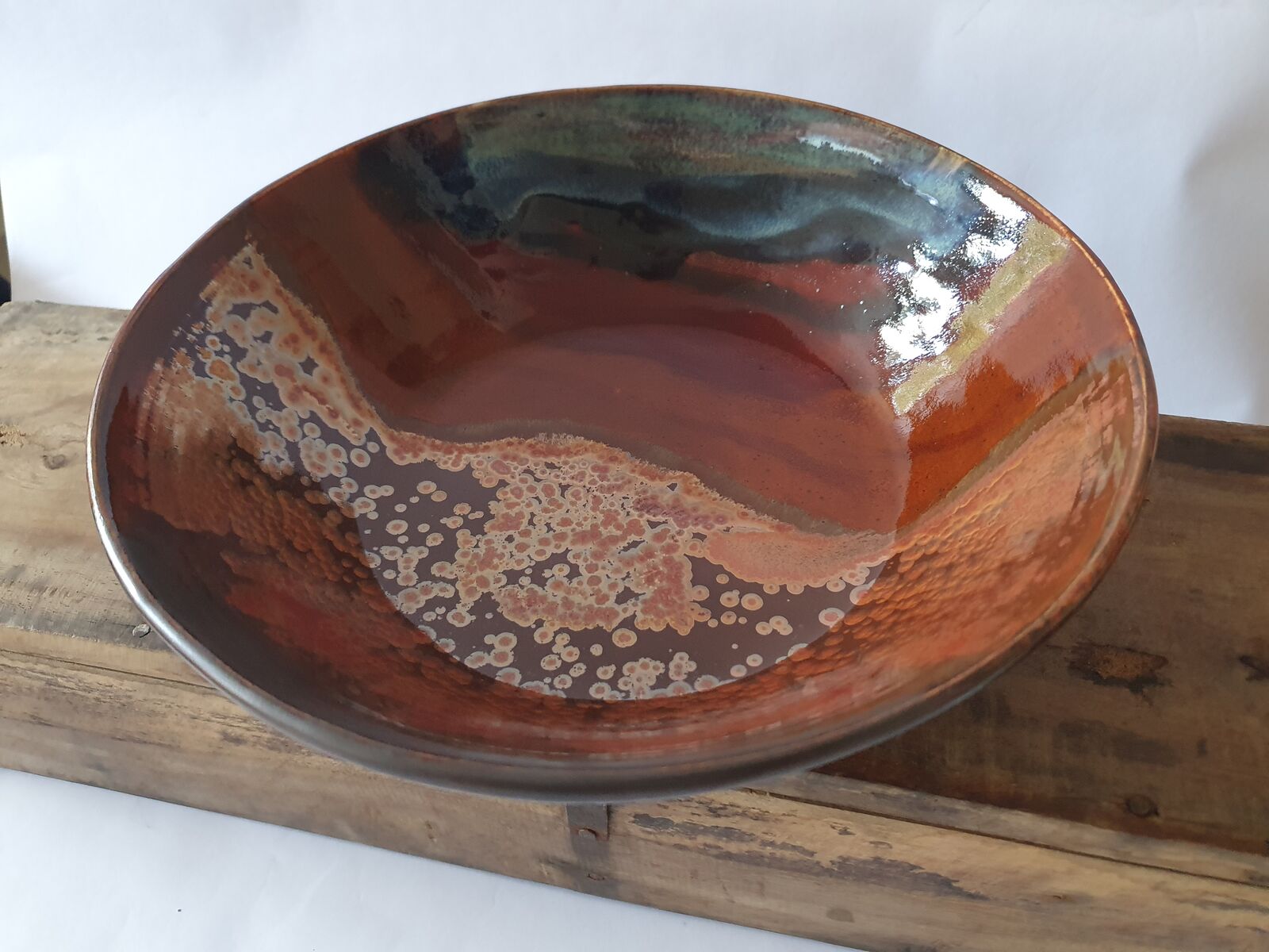 Ceramic serving dish abstract landscape
