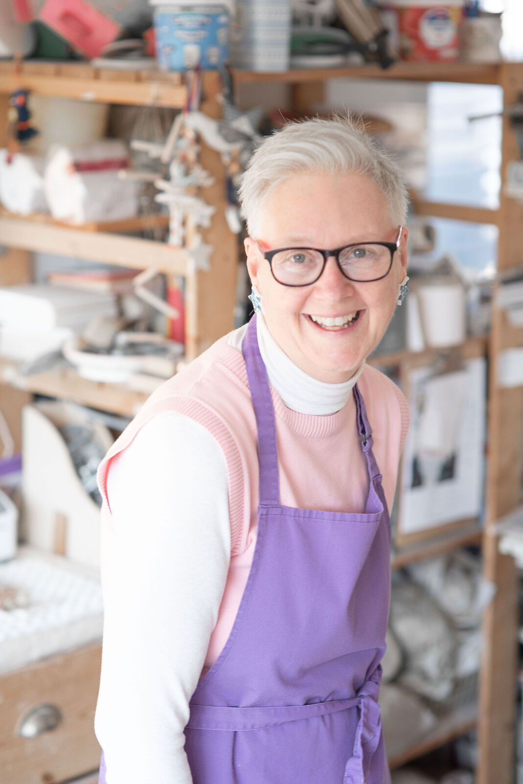 Louise in her pottery studio