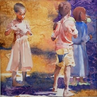 Three  Children, Two Balloons