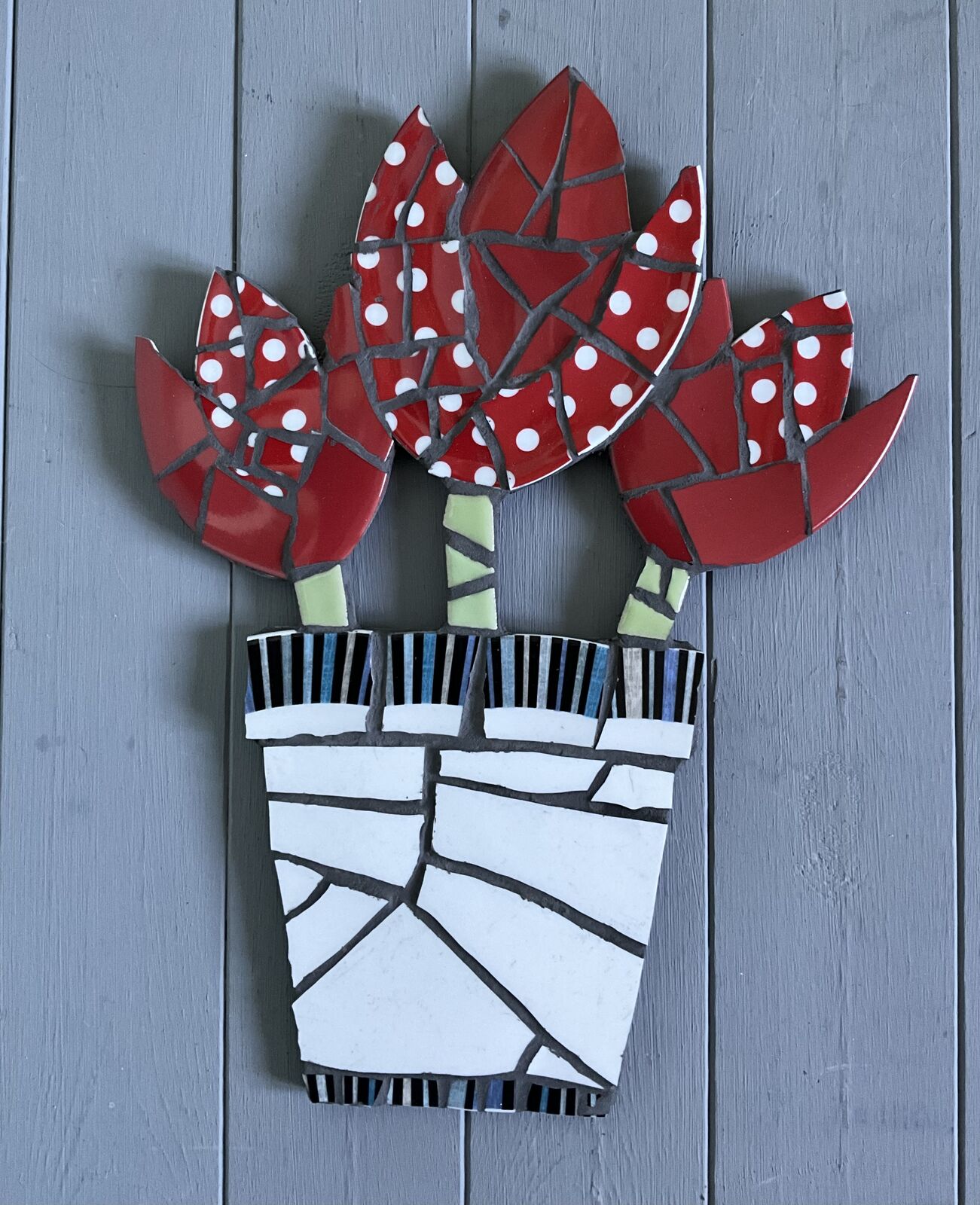 Spotty Red Tulip Pot