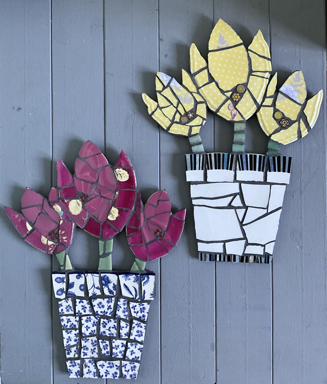 Pink and Yellow Tulip Pots