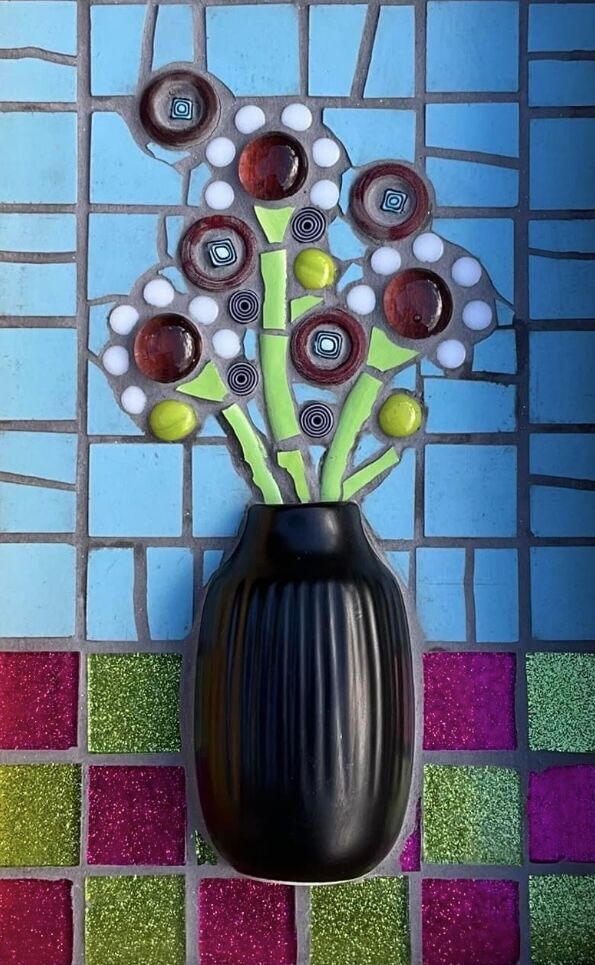 Black Vase, Lollipop flowers (close up)