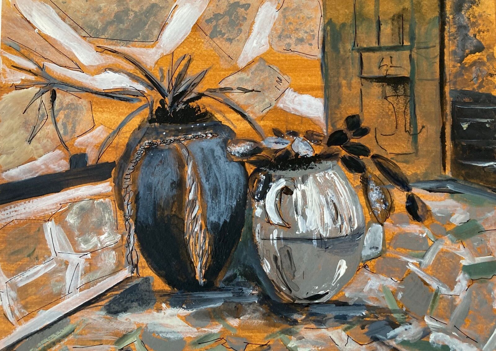 Ceramic pots still life
