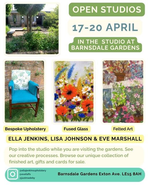 Open Studios in the Studio at Barnsdale Gardens 17- 20 April