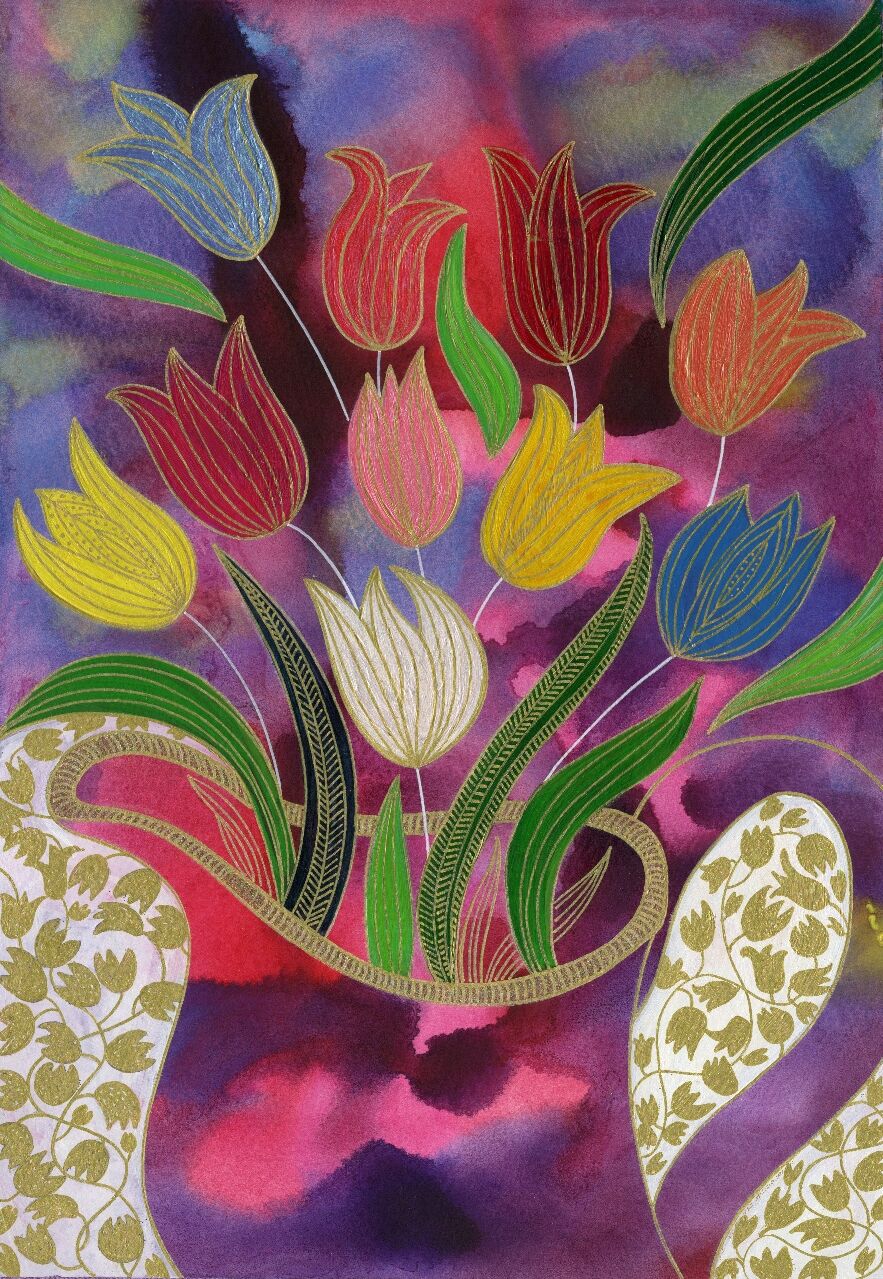 TULIPS & PURPLE JUG (REDACTED)