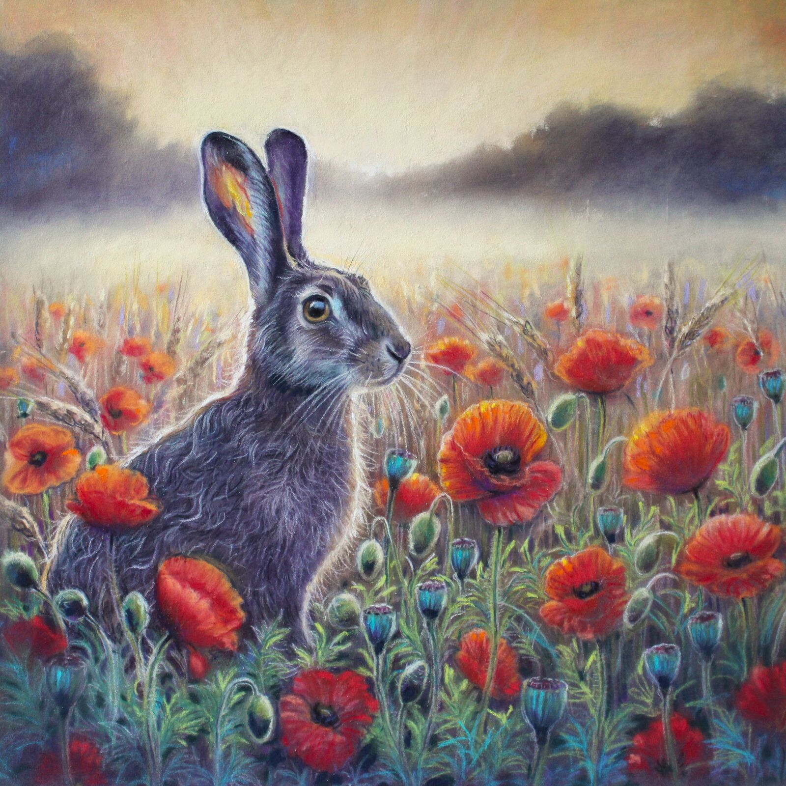 Summer Hare with Poppies