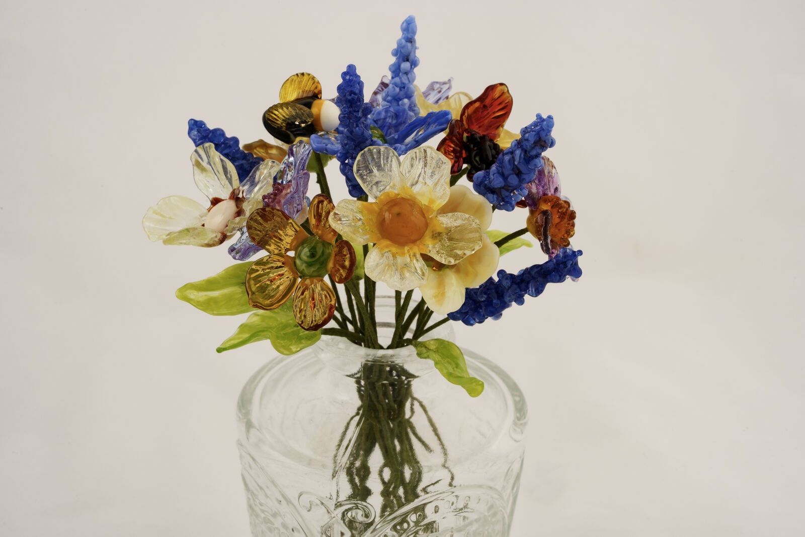 Bouquet of lamp worked flowers