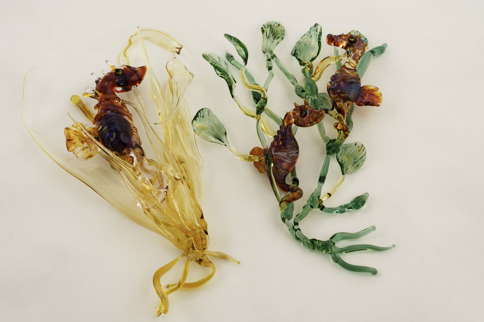 Seaweed and sea horses made on the torch