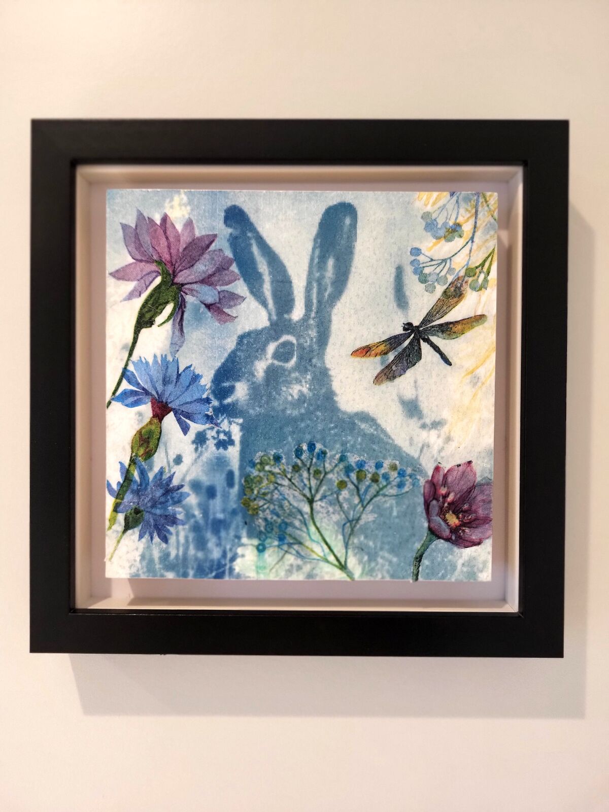 Hare Cyanotype with collage