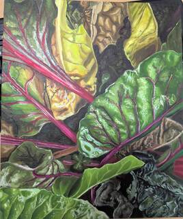 Rhubarb patch - Delapré Abbey by Esther Ross