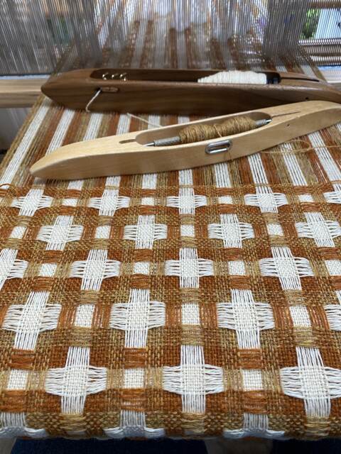 Suzanne Townshend weaving in progress