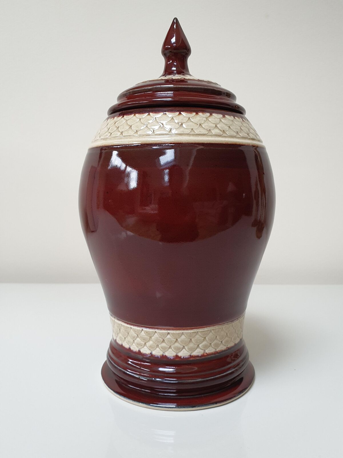 Deep Red Stoneware Jar by Sabari Sen (SOLD)