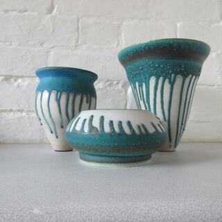 Blue Stoneware Glazed Vessel-1 by Geoff Crowe