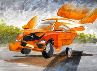 Orange Transdimensional Car by Colin Procter