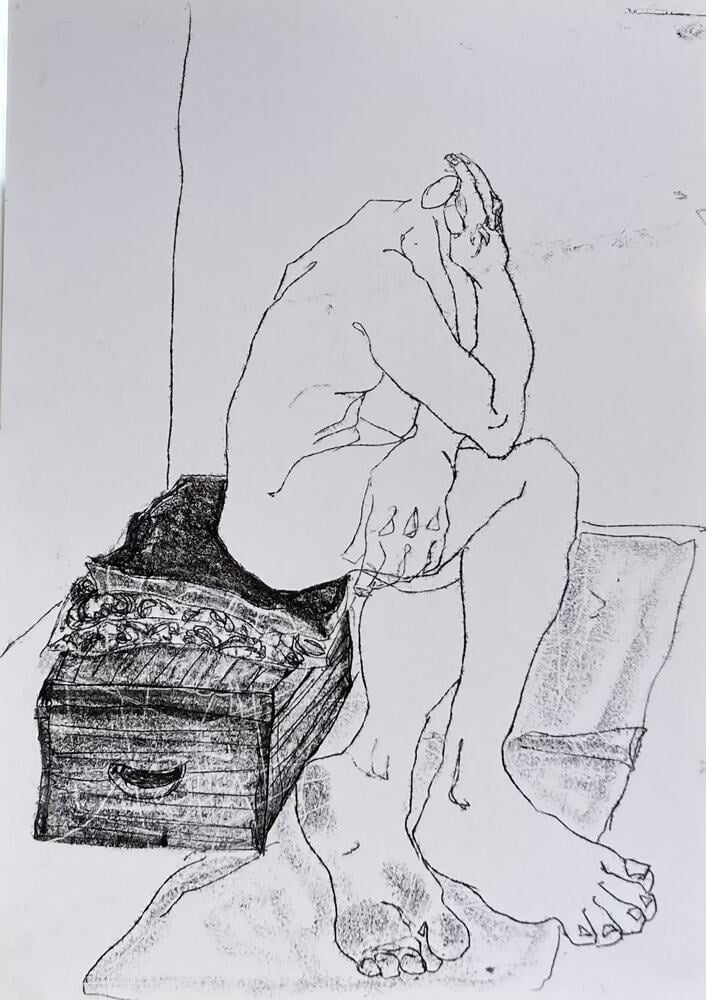 Untitled- seated male nude