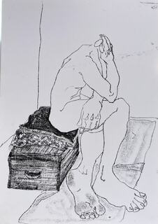 Untitled-seated male nude by Christina Ten Bosch