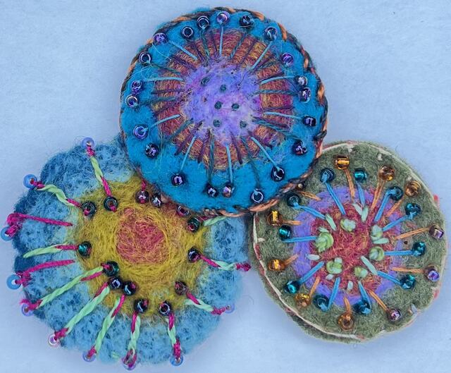 Dry felted brooch