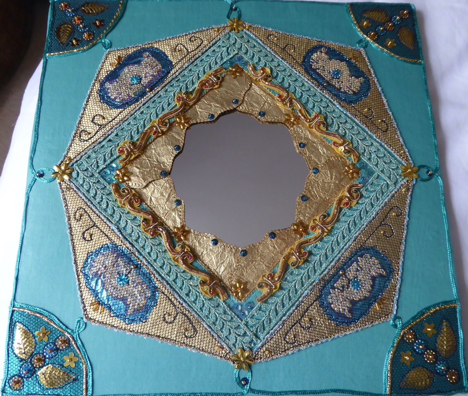 turquoise indian stye mirror