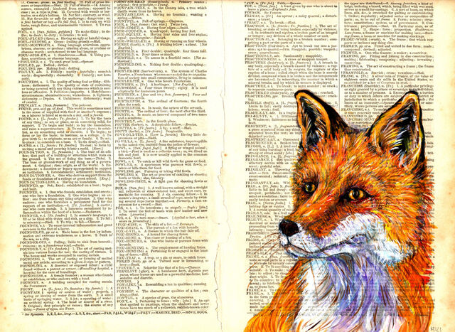 Fox on 1858 Dictionary Paper- by Katy Dynes