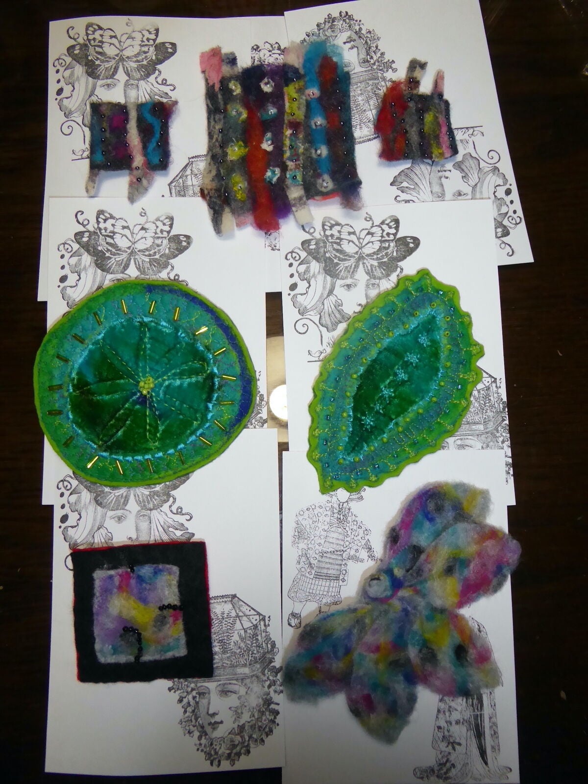 wool felted brooches