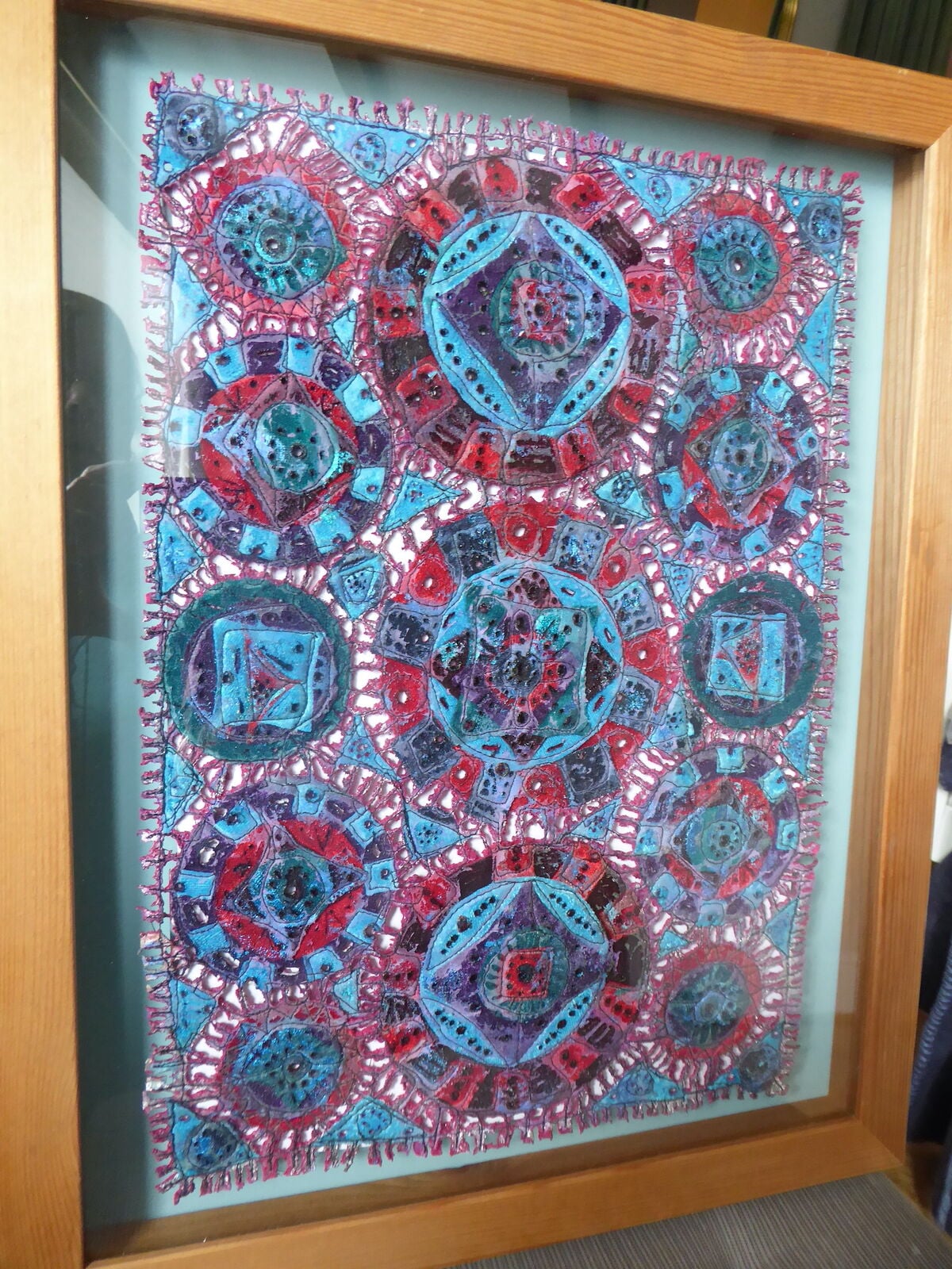 red and blue stained glass effect