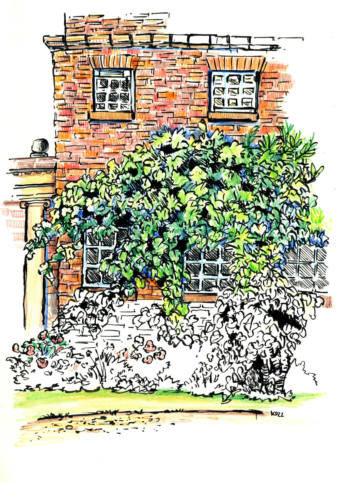 SKETCHBOOK- Sketch of Kelmarsh Hall- by Katy Dynes
