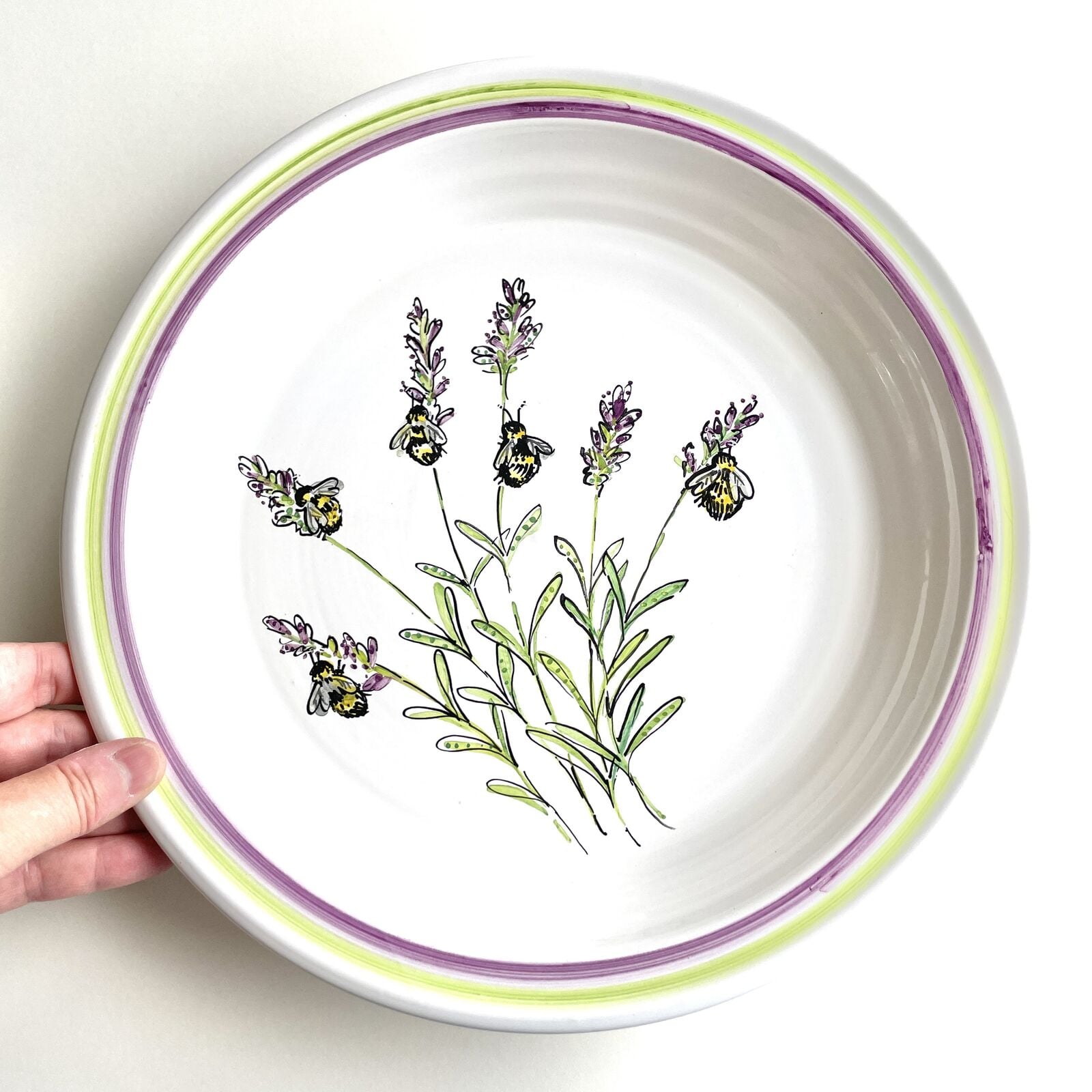 CE133 - Bees with lavender platter - by - Louise Crookenden-Johnson
