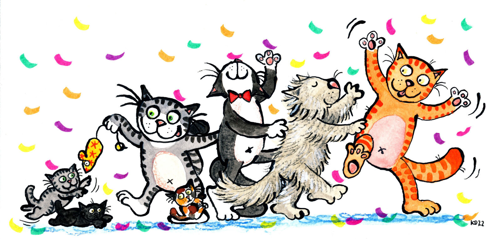 Cool Cats Conga Original- MOUNTED- by Katy Dynes 2022