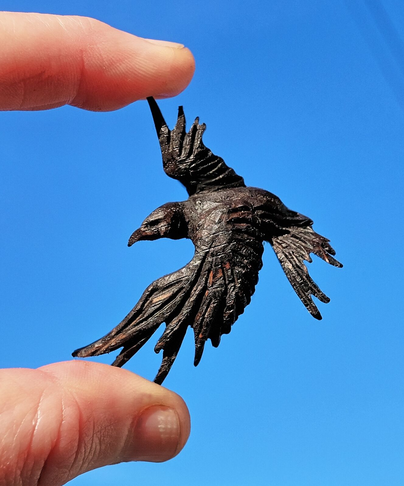 Raven Brooch -Carved oak