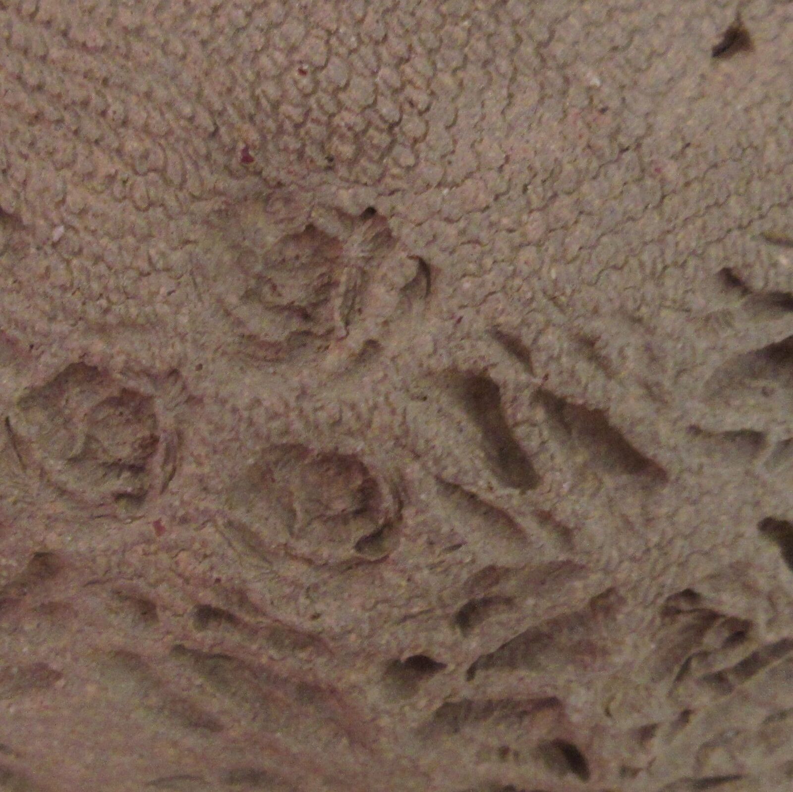 Crank clay with a high grog textured with net curtain and fir cone