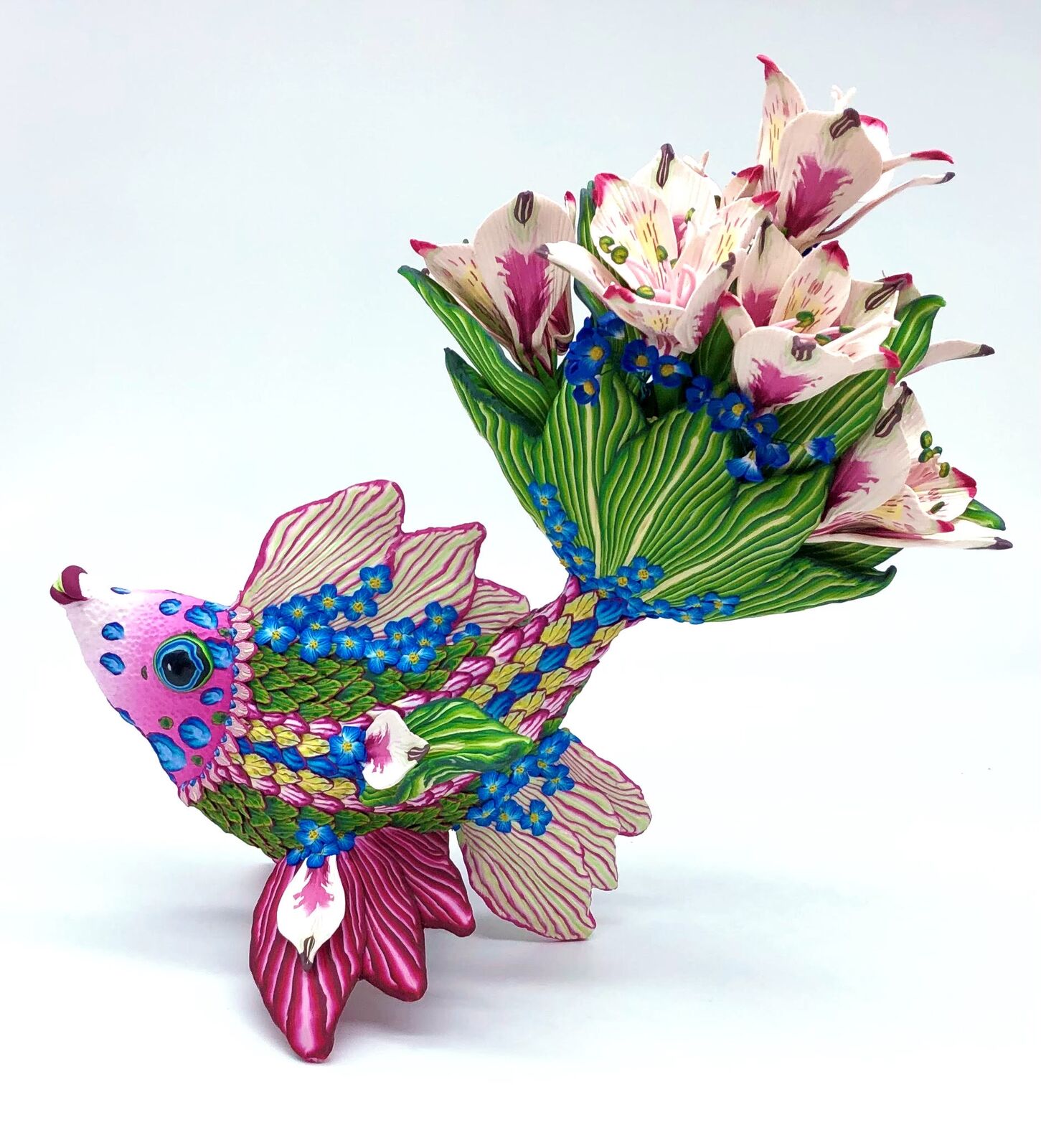 Flower Fish, Polymer Clay Sculpture
