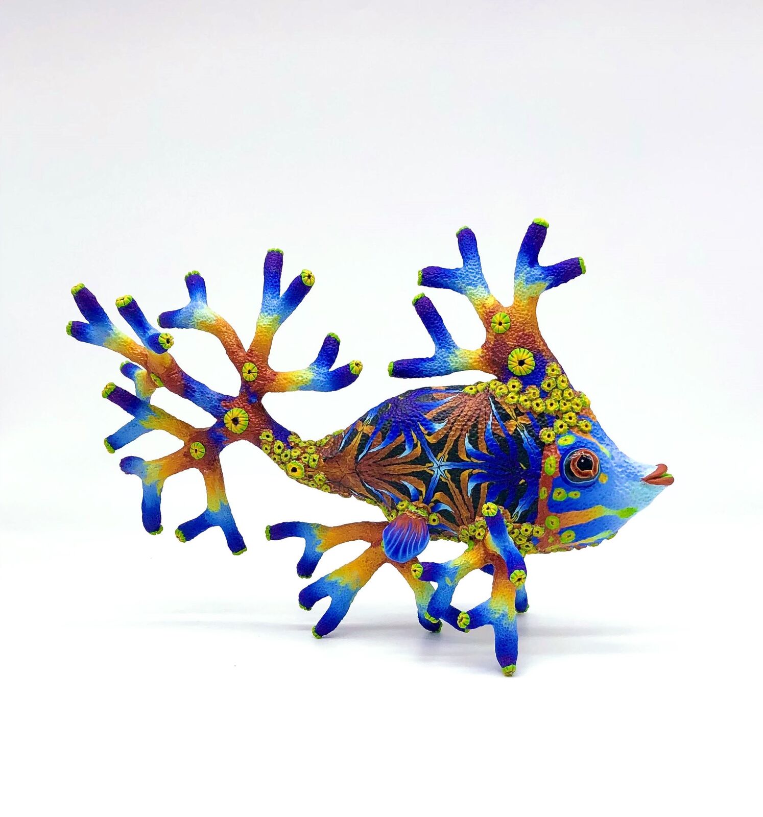 Coral Tail Fish, Polymer Clay Sculpture