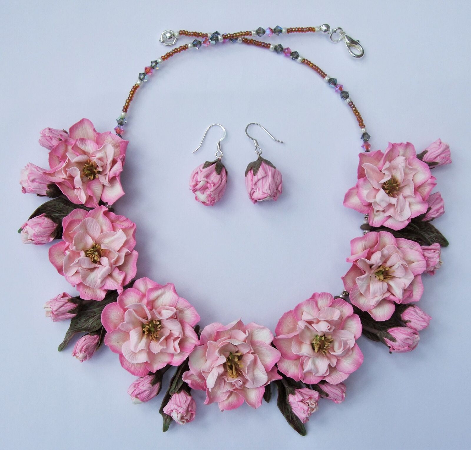 Cherry Blossom Necklace in Polymer Clay