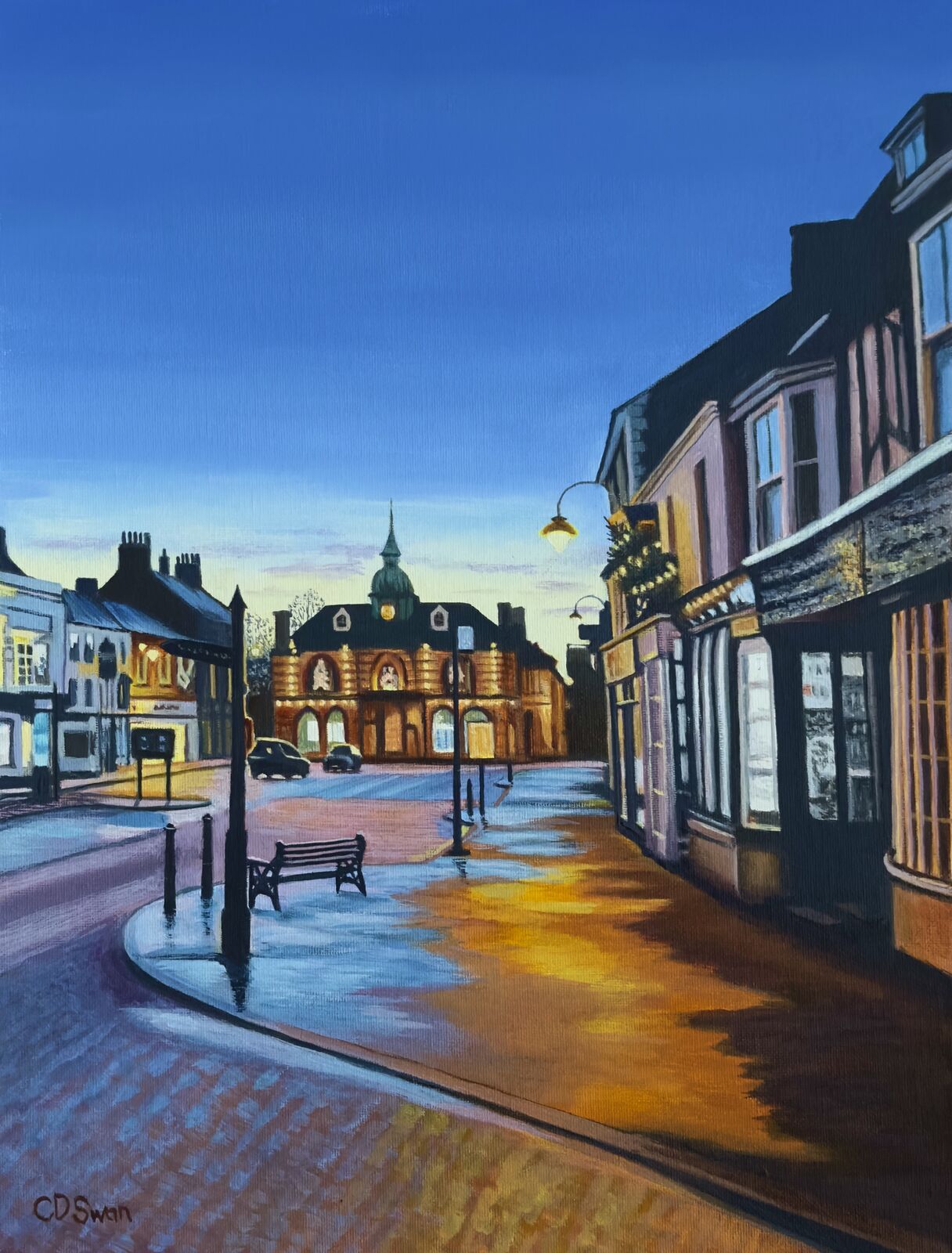 A Wet Christmas Evening in Towcester High Street