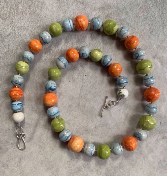 Tangerine, lime and blue Necklace