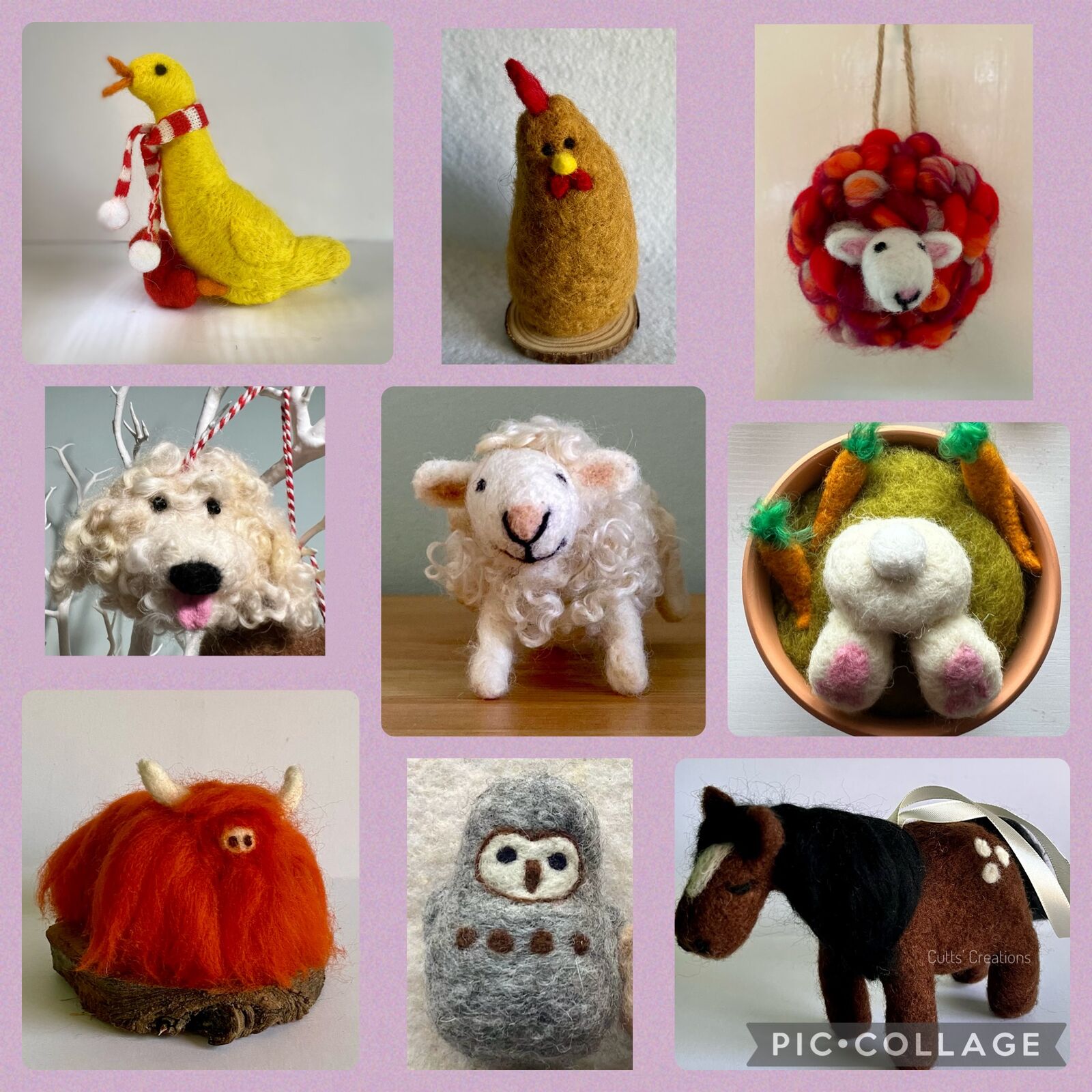 Needle felted 3D Animals