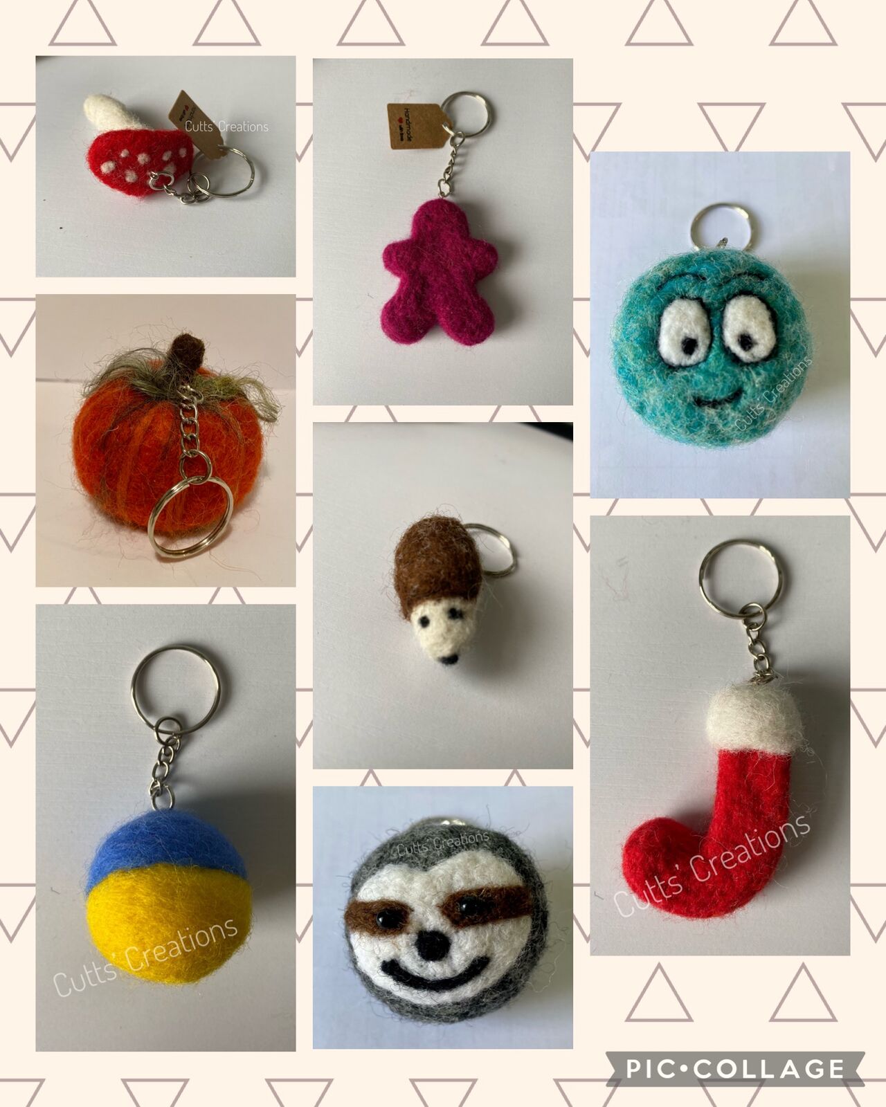 Needle felted keyrings