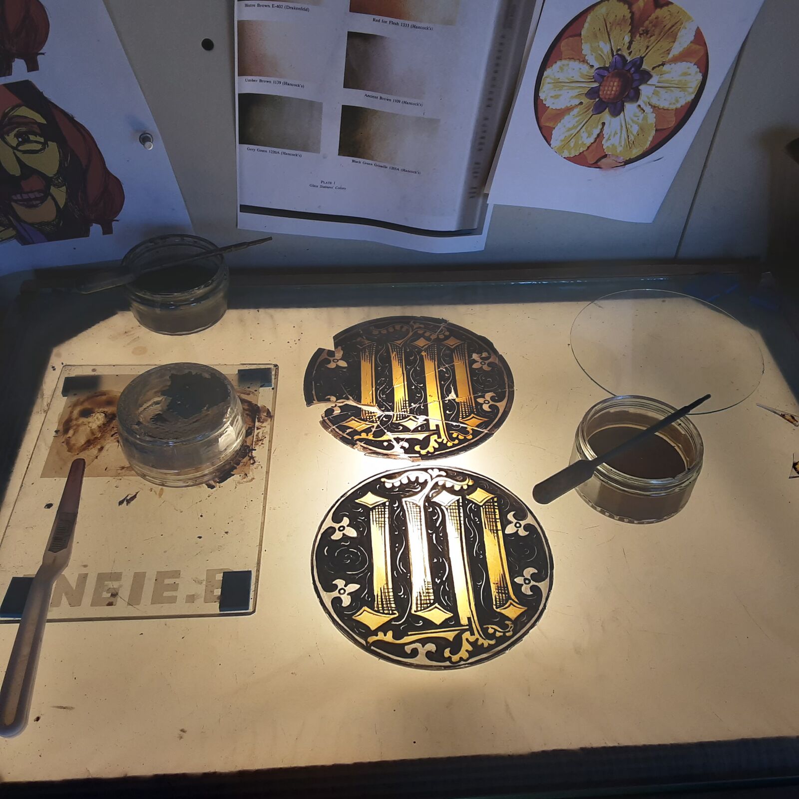 Stained glass roundel restoration