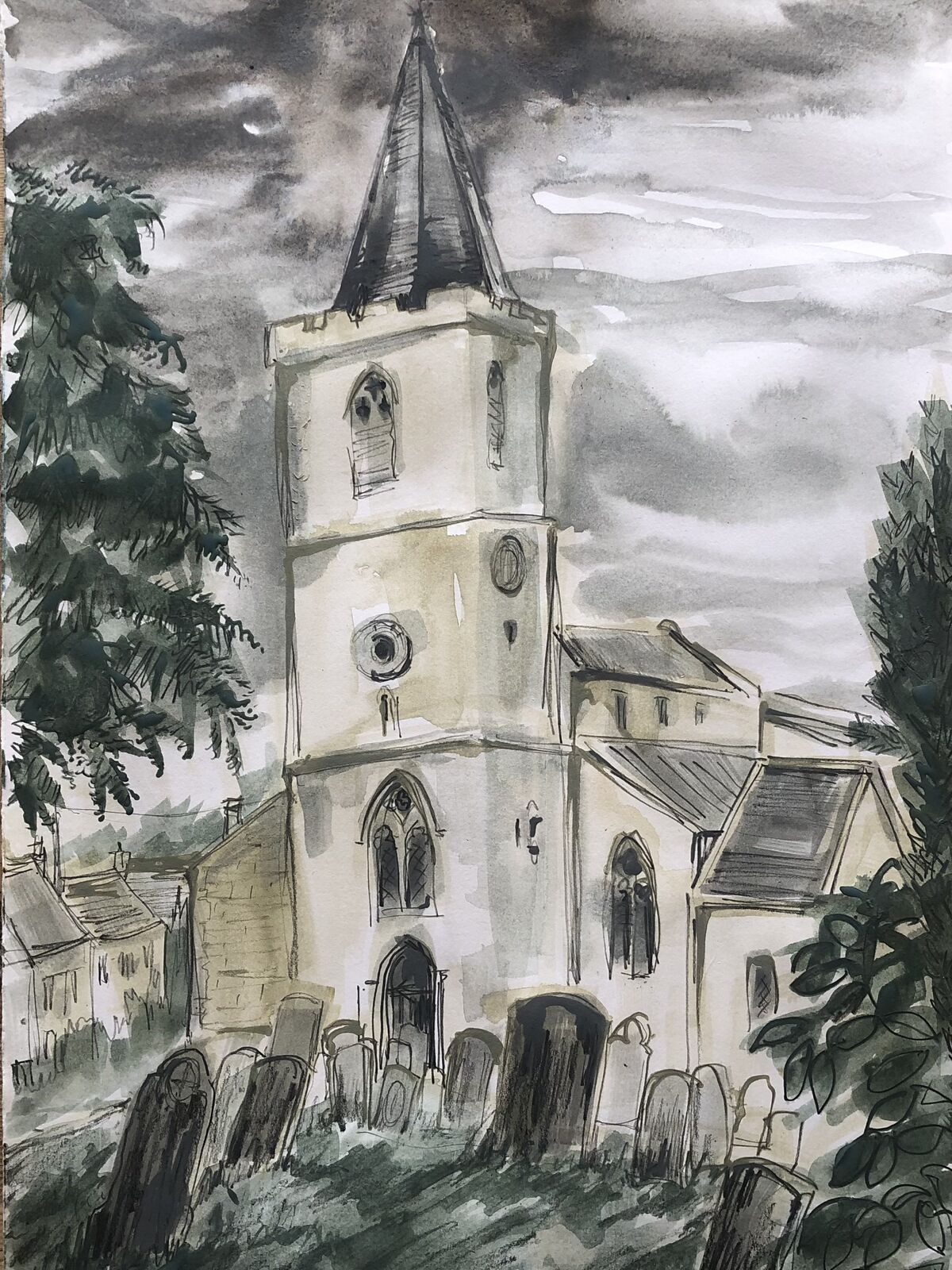 Moody Skies Over Morcott Church