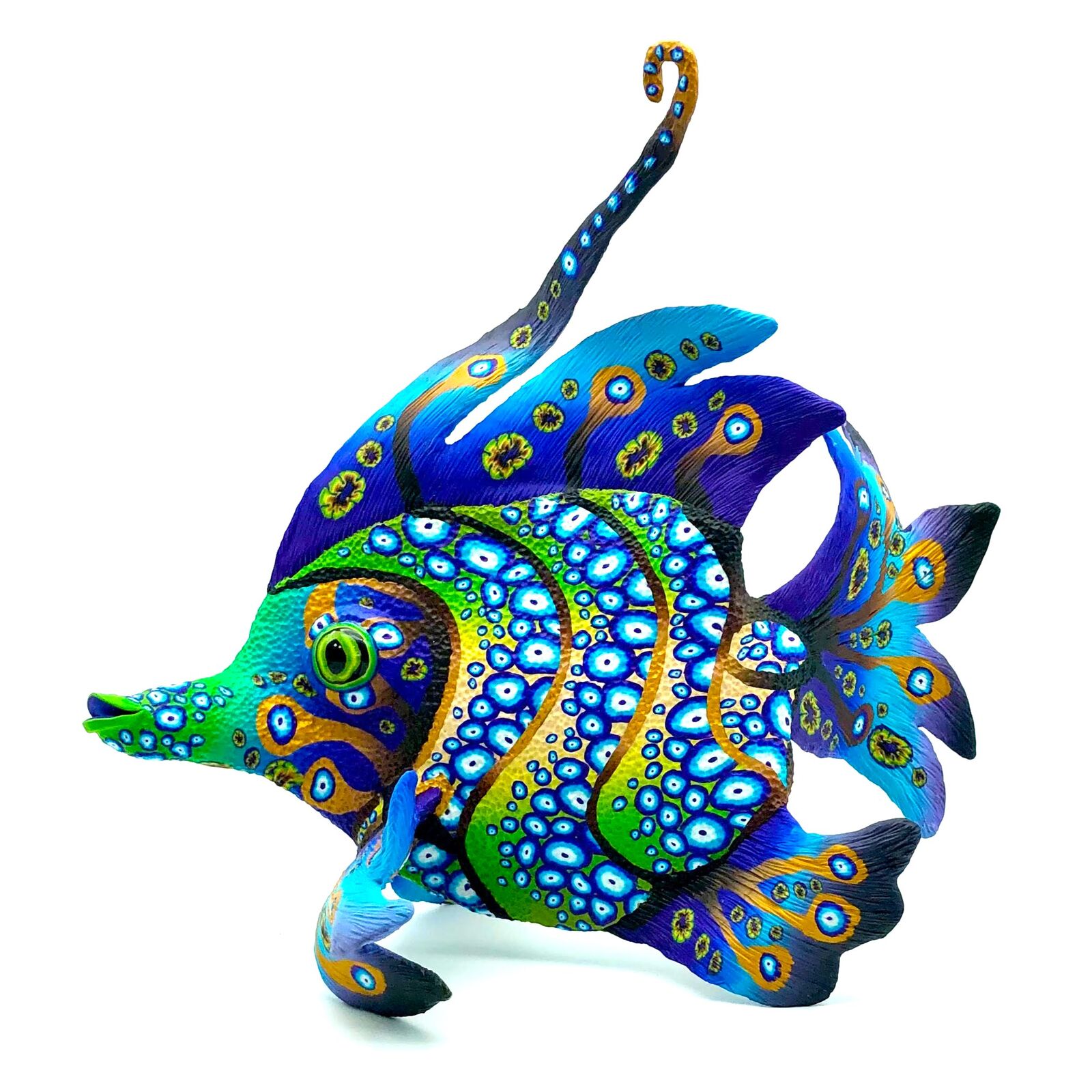 Blue Green Flat Fish with Spiral Fin