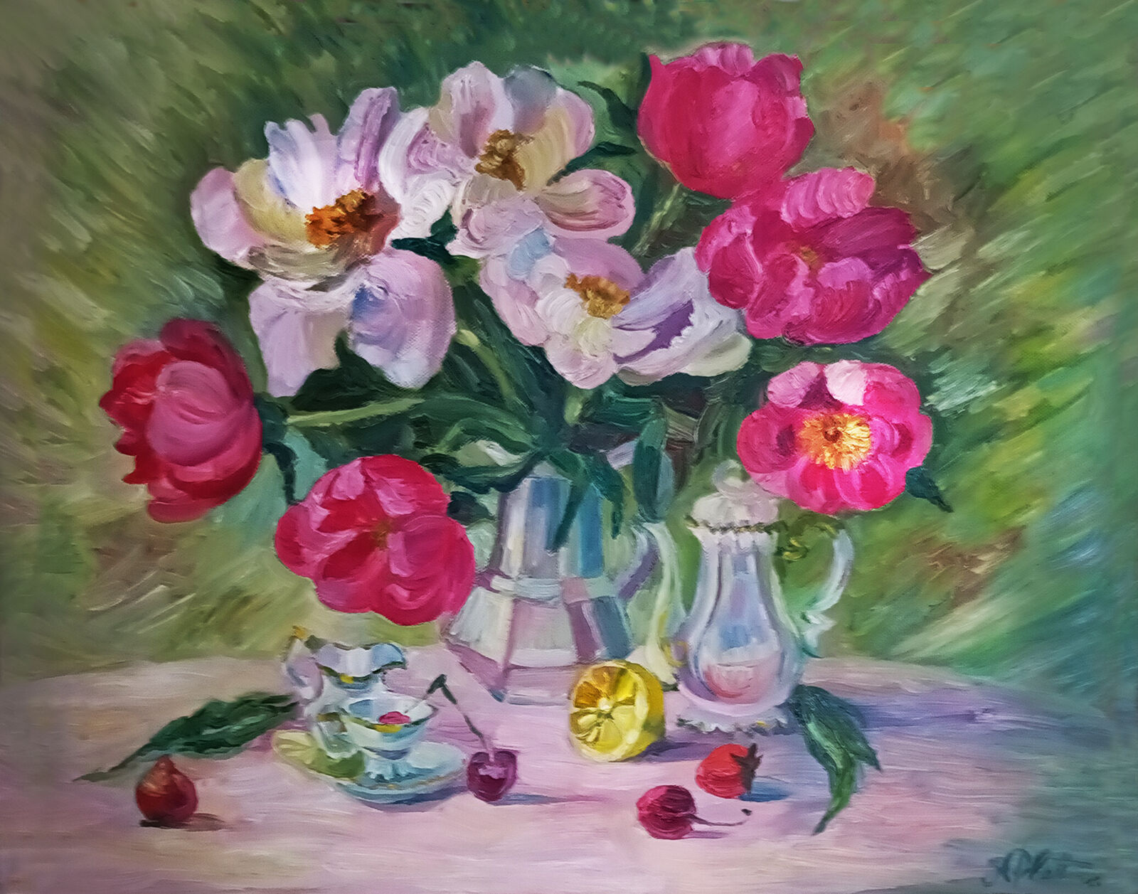 Still life with Peonees by Nadine Platt