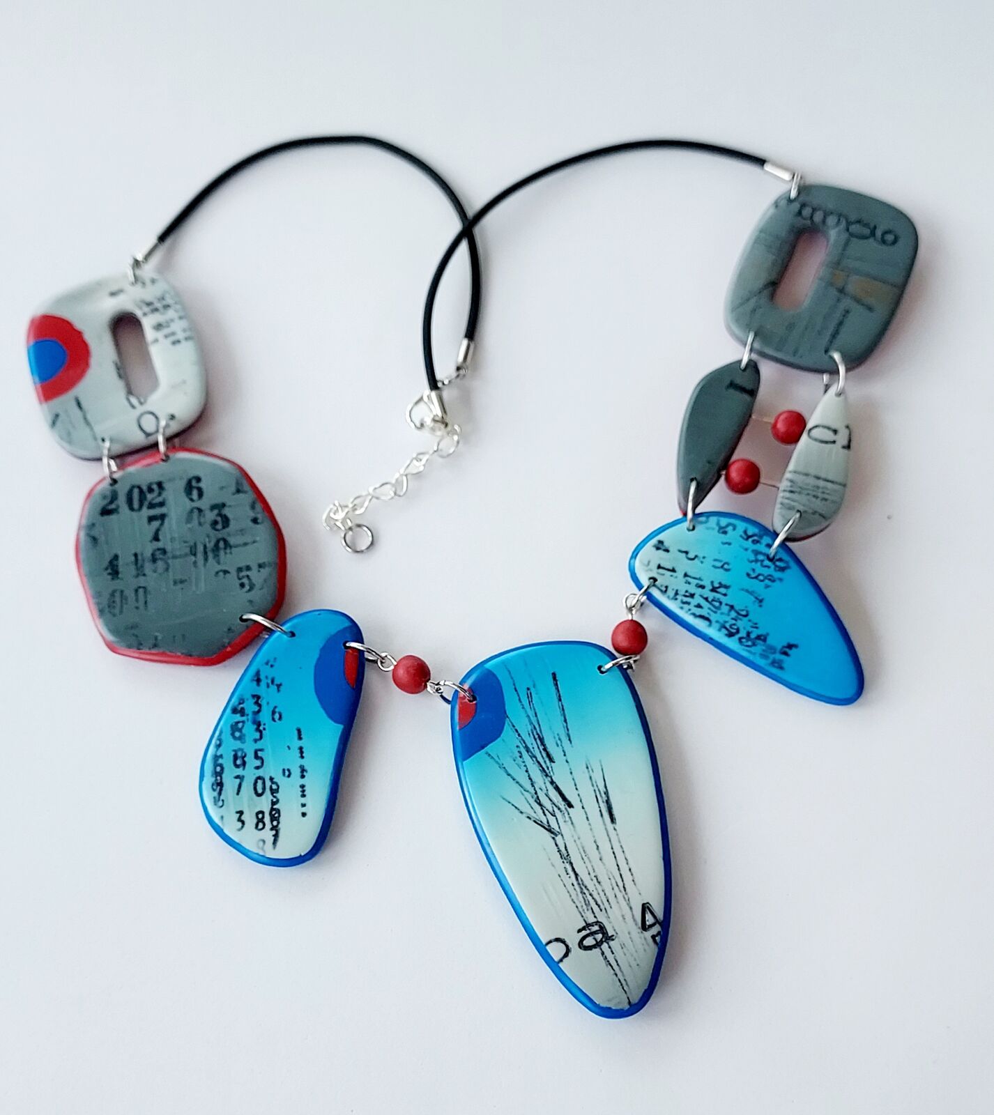 Blue grey Graffiti Necklace