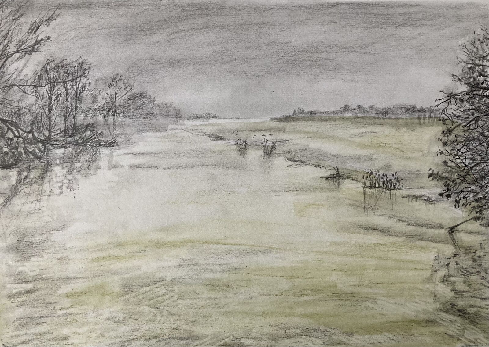 Flood waters.