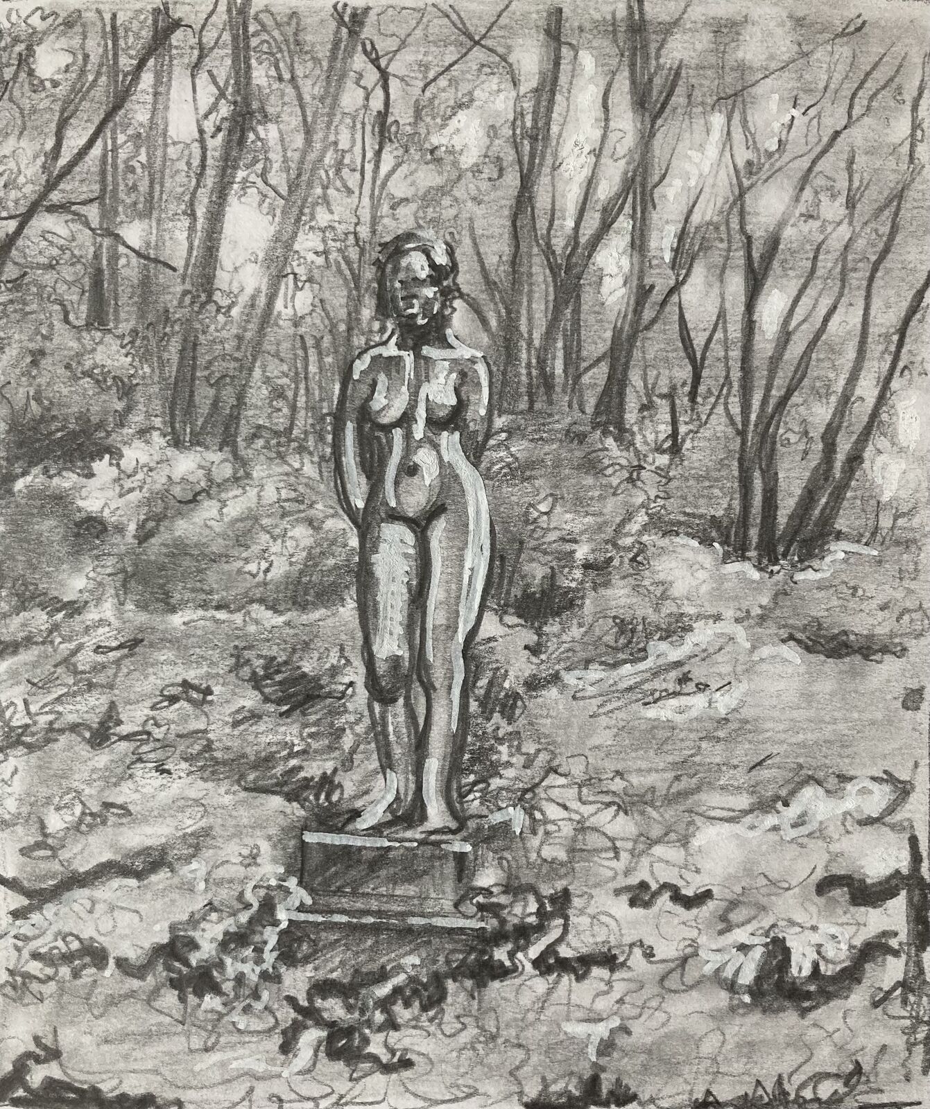 Statue in the woods.