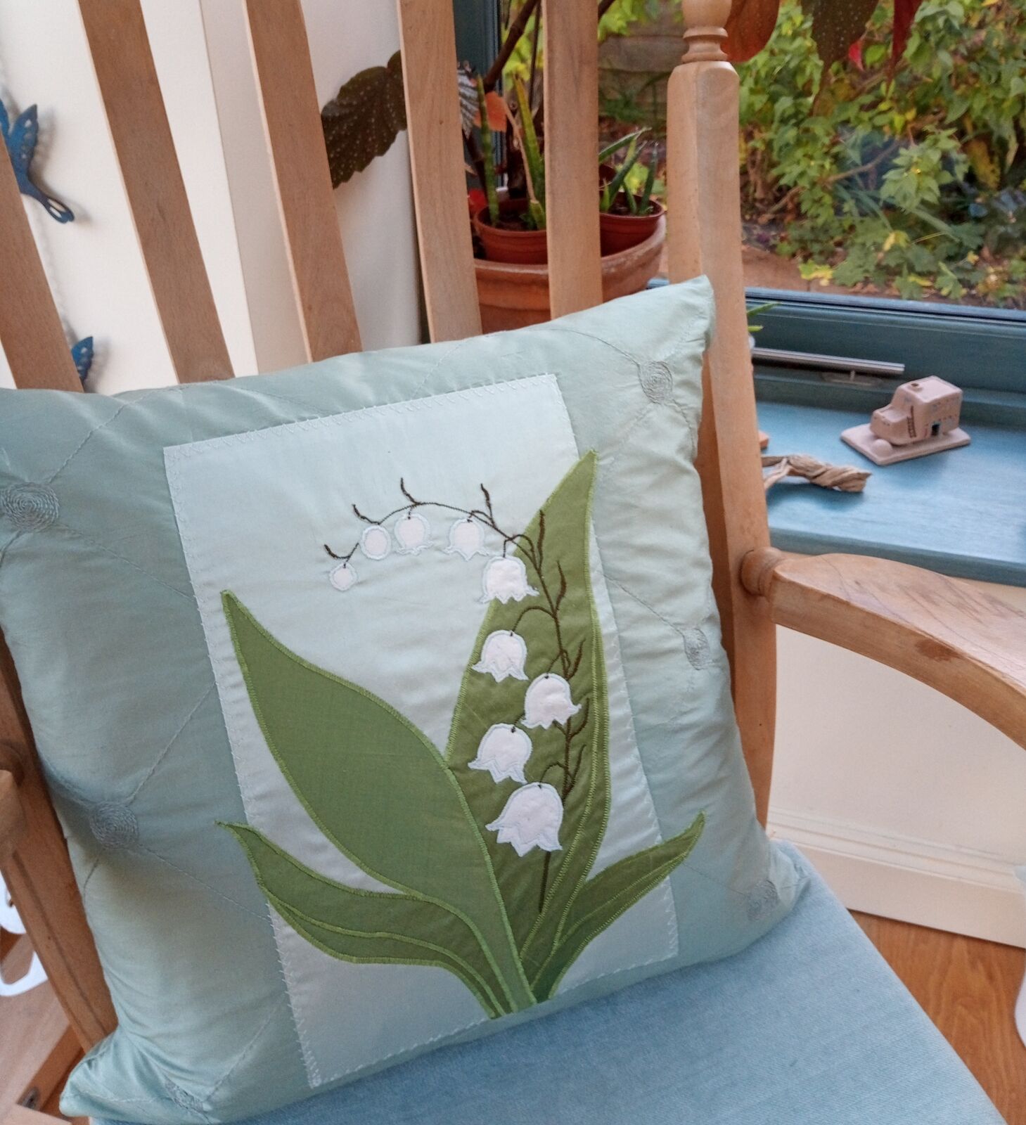 Lily of the Valley silk cushion
